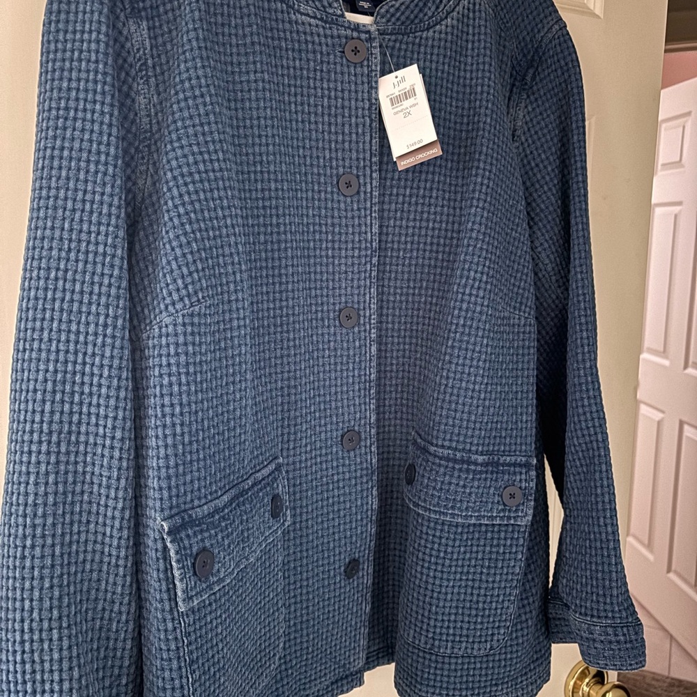 JJill pure indigo waffle jacket 2x